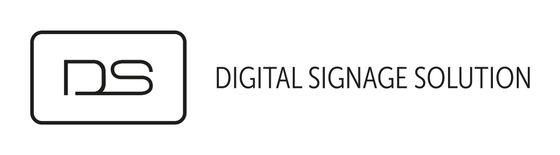 Logo mit „DS“ in einem Kasten und dem Text „DIGITAL SIGNAGE SOLUTION“.
