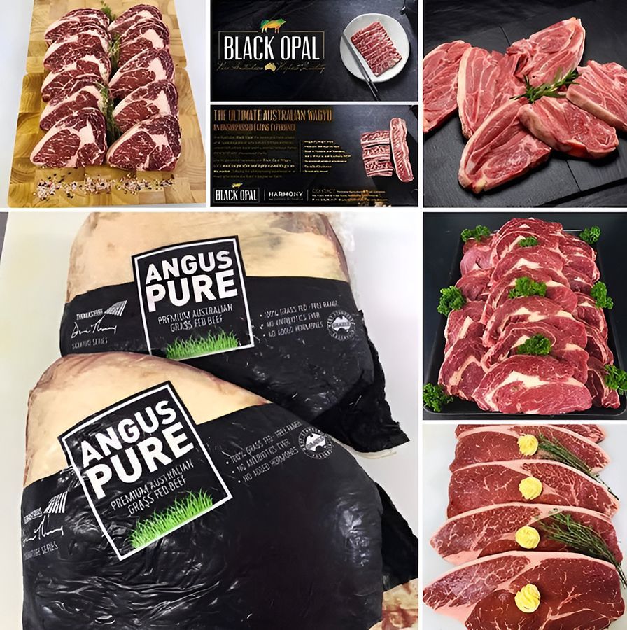A Collage of Different Types of Meat Including Angus Pure — Midway Butchers in South Innisfail, QLD