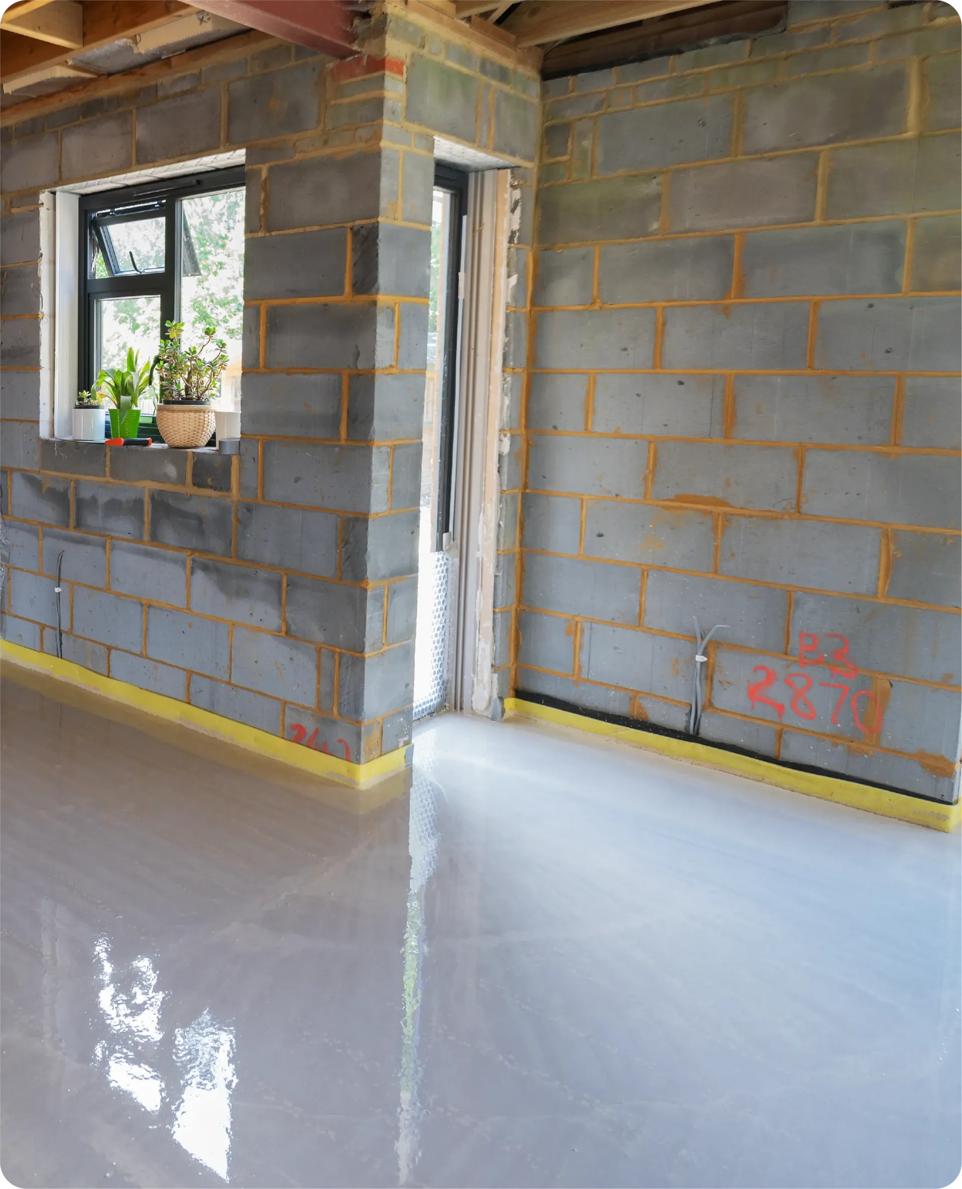 A picture of a house with a blue roof