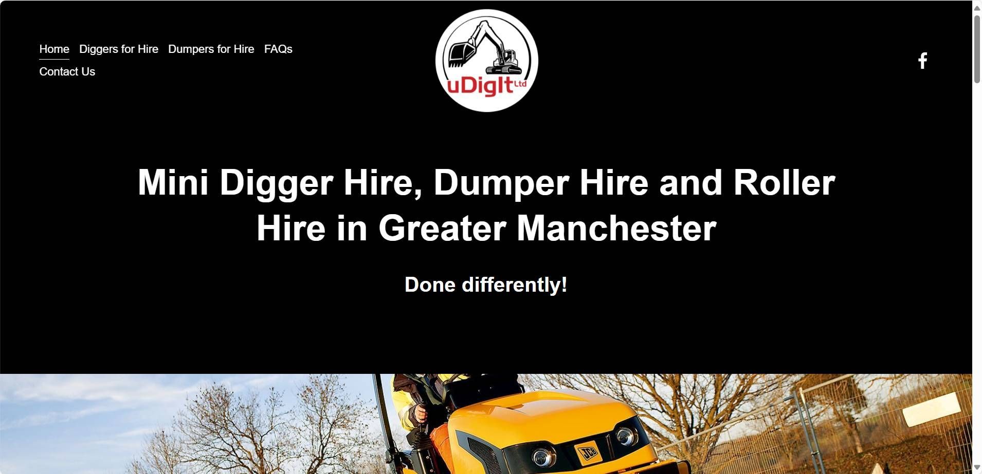 A website for mini digger hire , dumper hire and roller hire company designed by OrbitHaus, website designers in Manchester.