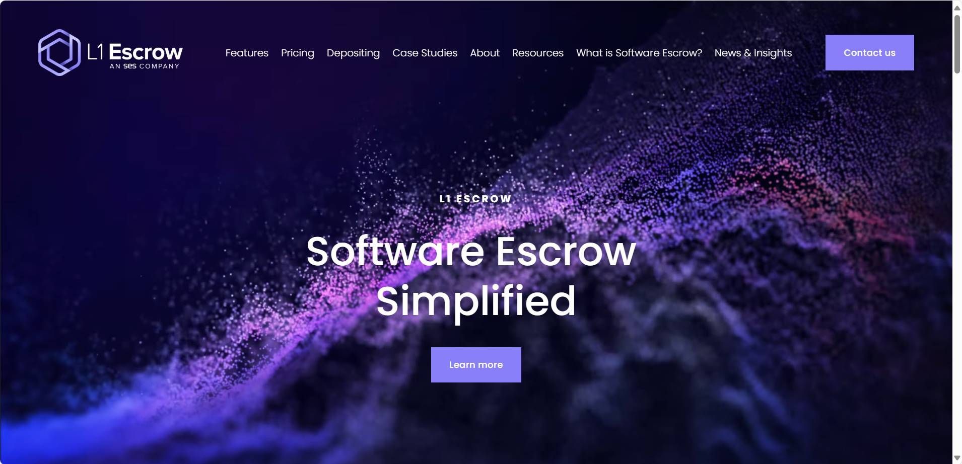 A screenshot of a software escrow website built by the best website agency in Manchester.