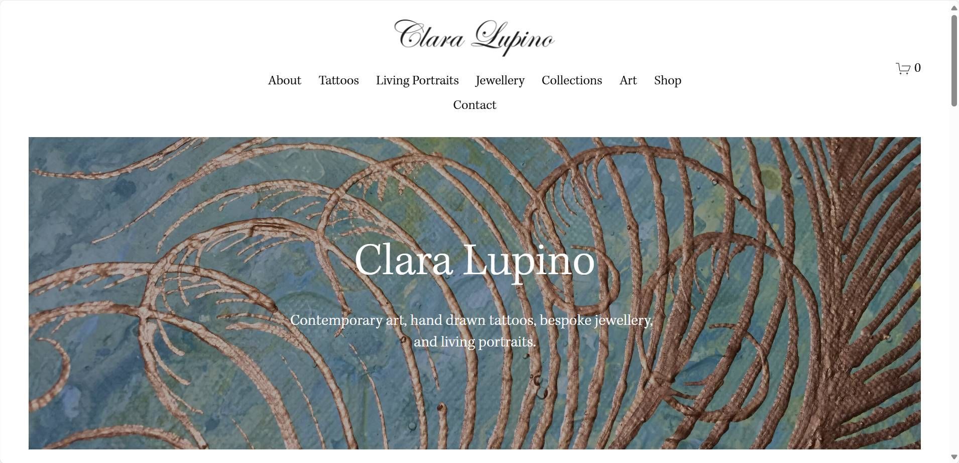 A website for clara lupino has a picture of a painting on it.