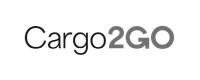 A black and white logo for cargo2go on a white background.