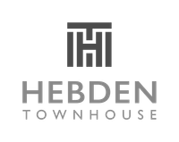 A black and white logo for hebden townhouse.
