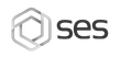 A black and white logo for a company called ses.
