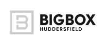 A black and white logo for bigbox huddersfield.