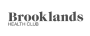 The logo for the brooklands health club is black and white.
