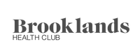 The logo for the brooklands health club is black and white.