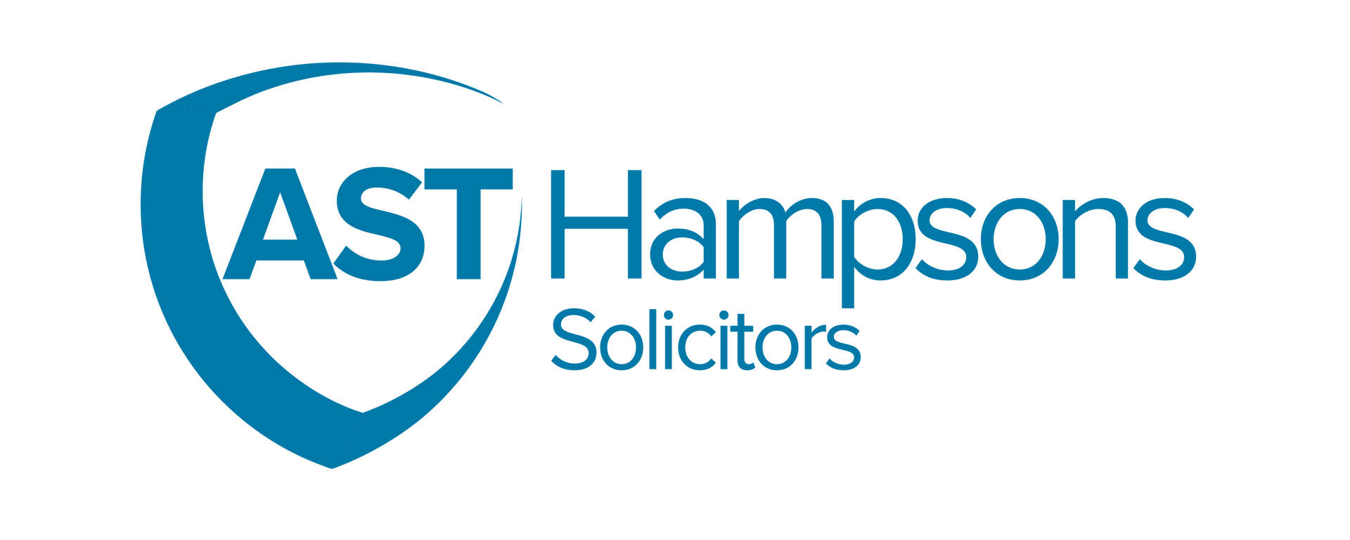 The logo for ast hampsons solicitors is blue and white.