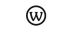 The letter w is in a circle on a white background.
