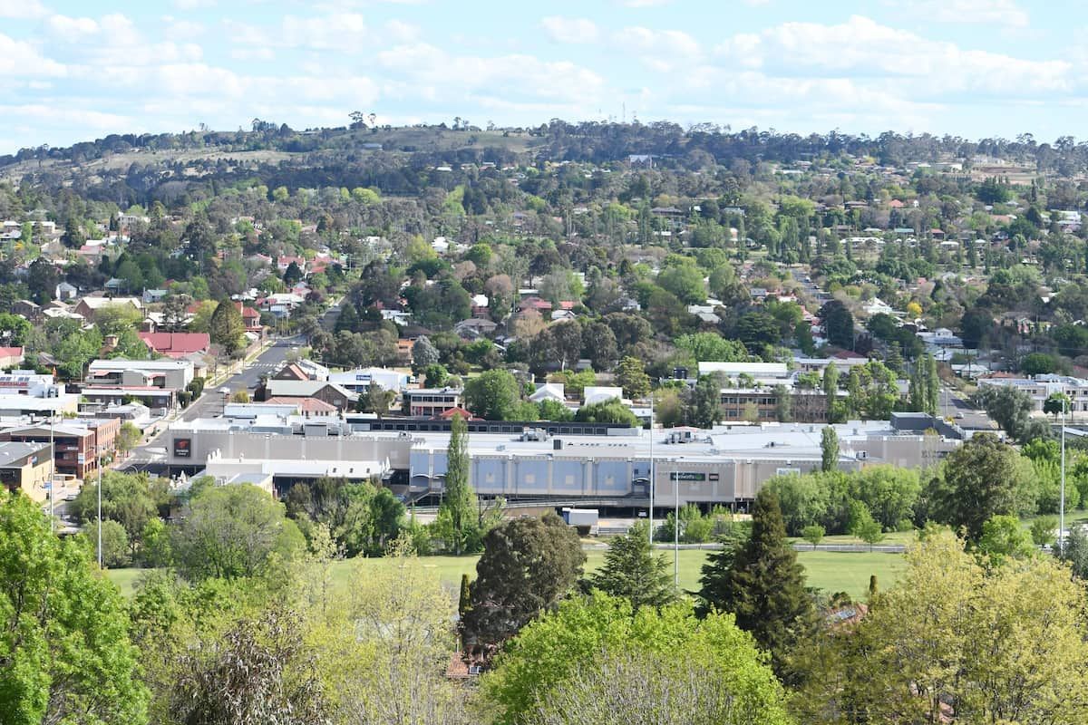 An Aerial View of A City Surrounded by Trees and Buildings — Eddies Trailers & Fab in Armidale, NSW