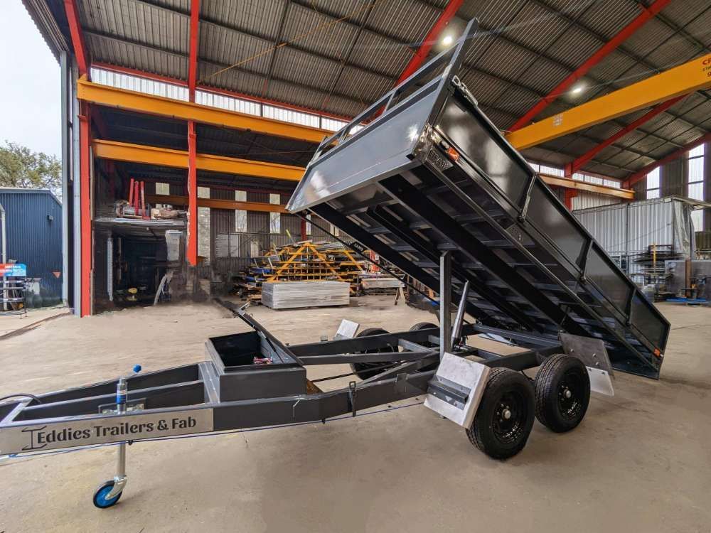 A Dump Trailer Is Being Built In A Warehouse — Eddies Trailers & Fab in Muswellbrook, NSW