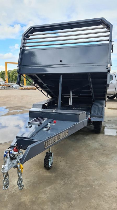 A Black Trailer Is Parked on The Side of The Road — Eddies Trailers & Fab in Tamworth, NSW