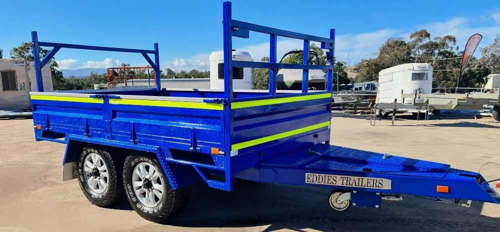 A Blue Trailer Is Parked In A Parking Lot — Eddies Trailers & Fab in Muswellbrook, NSW