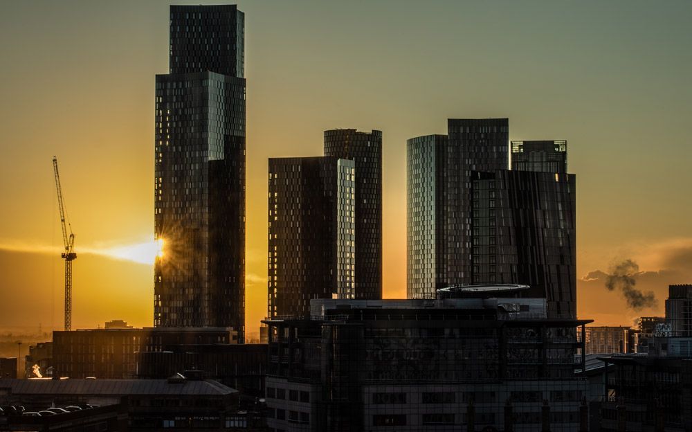 Sunset over Manchester. Photography Lessons based in Lancashire