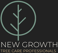 The logo for new growth tree care professionals shows a tree in a circle.