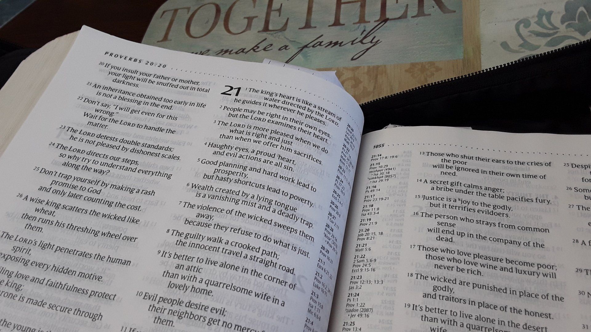 A bible is open to a page that says together