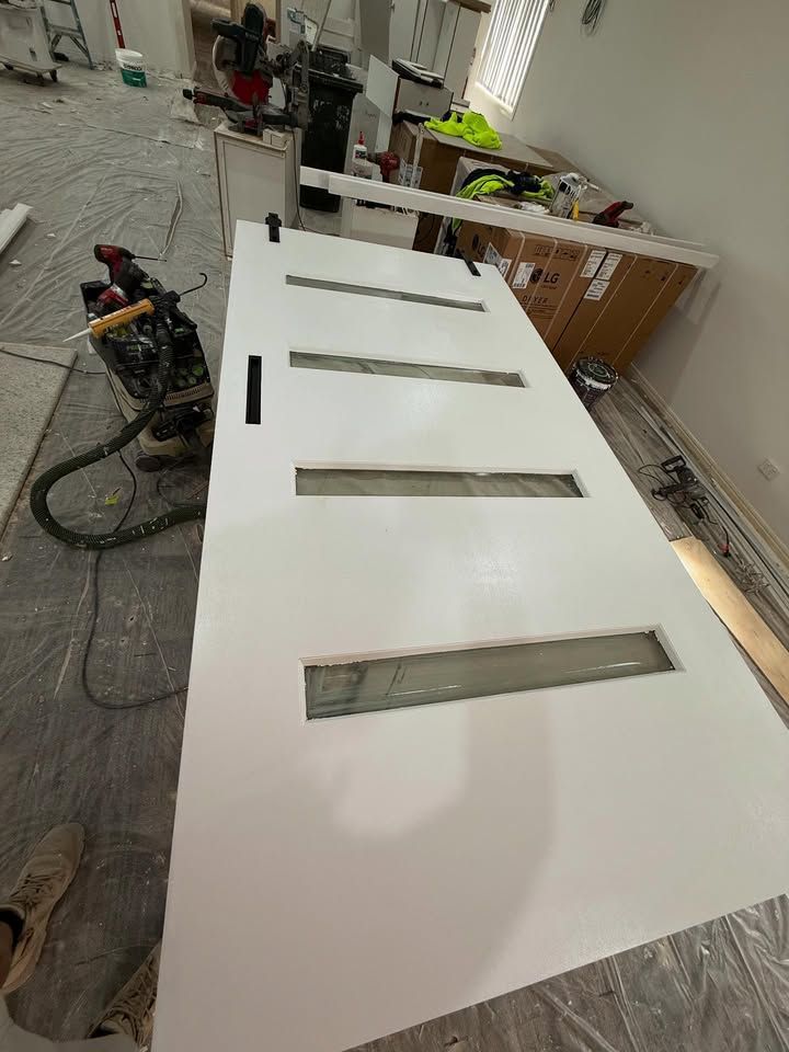 White Sliding Barn Door — RAC Carpentry Services in Pimpama, QLD