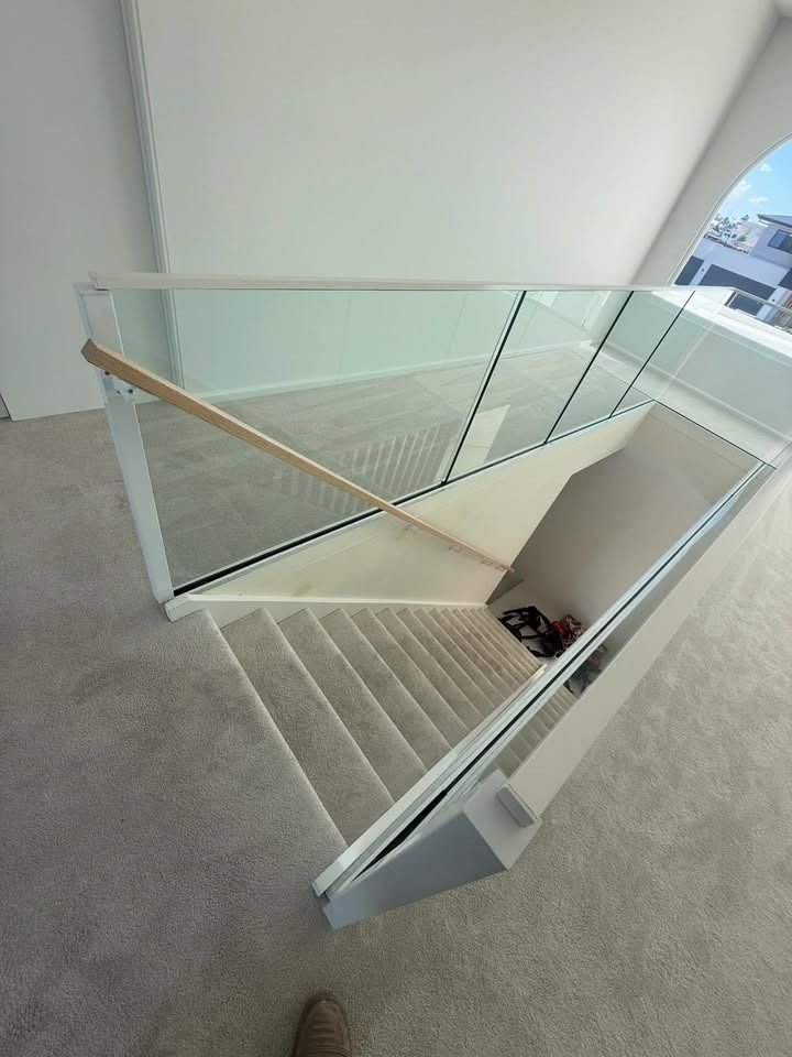 Staircase With Glass Railing — RAC Carpentry Services in Pimpama, QLD