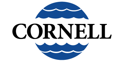 Logo de l'Université Cornell avec texte noir et emblème de vague bleue au-dessus et en dessous du mot