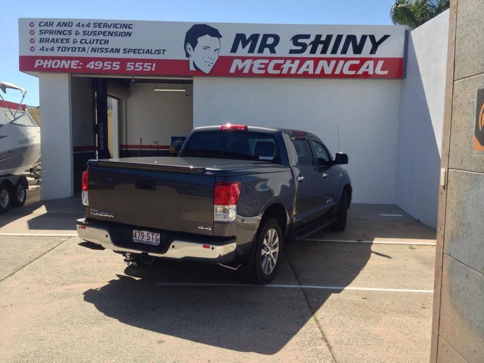 A Truck is Parked in Front of a Mr Shiny Mechanical Sign — Mr Shiny Mechanical in Paget, QLD