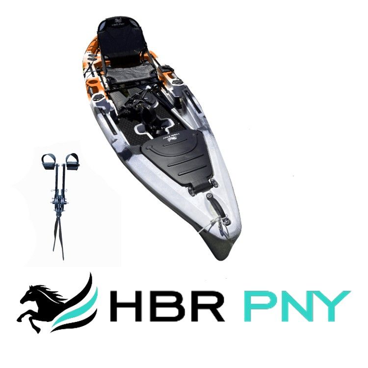 Orange HBR PNY kayak with impulse drive, ready for hire on Sydney Harbour