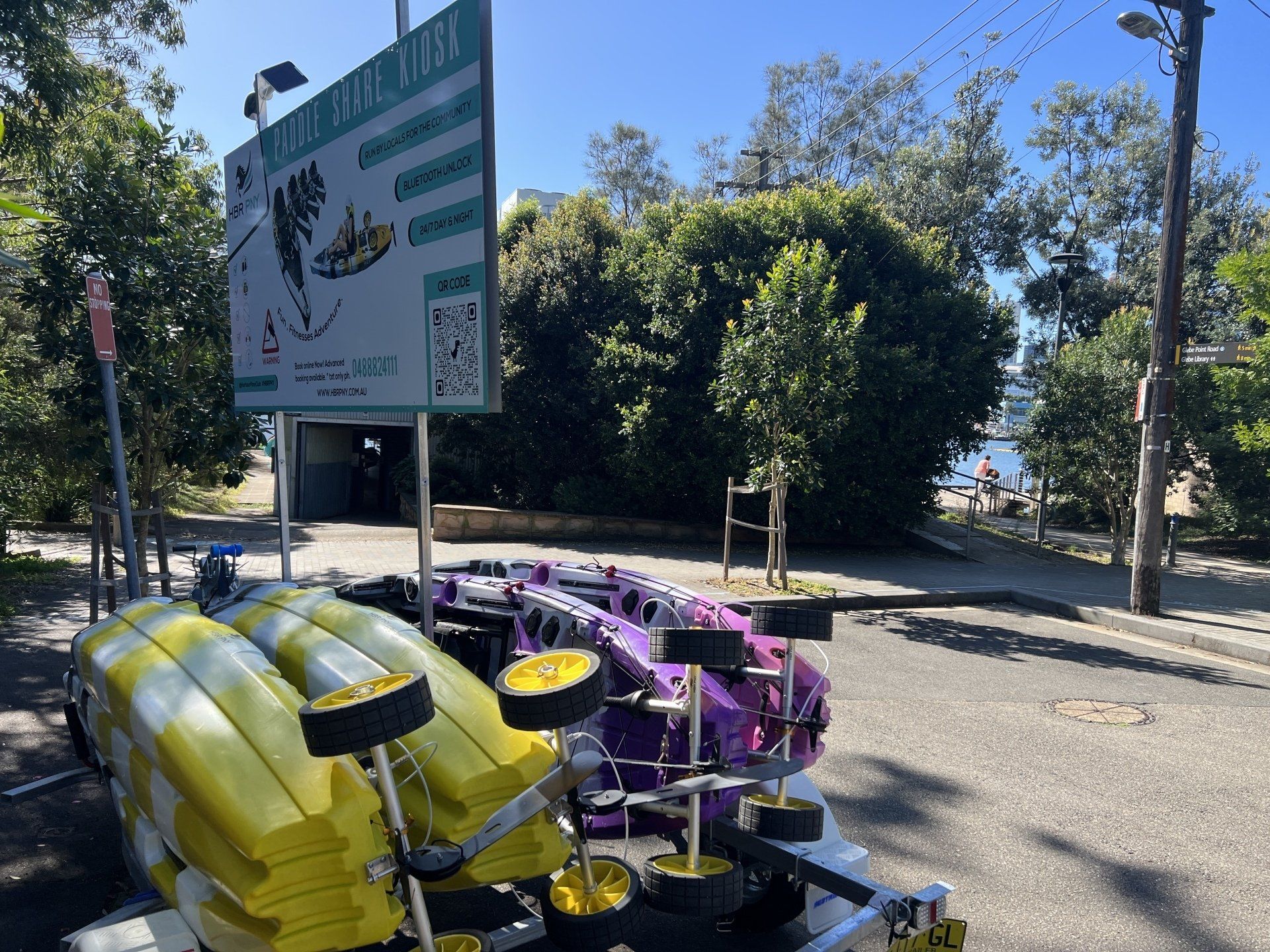 HBR PNY kayak station by the Sydney water, awaiting the next adventure