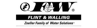 A black and white logo for flint & walling zoeller family of water solutions