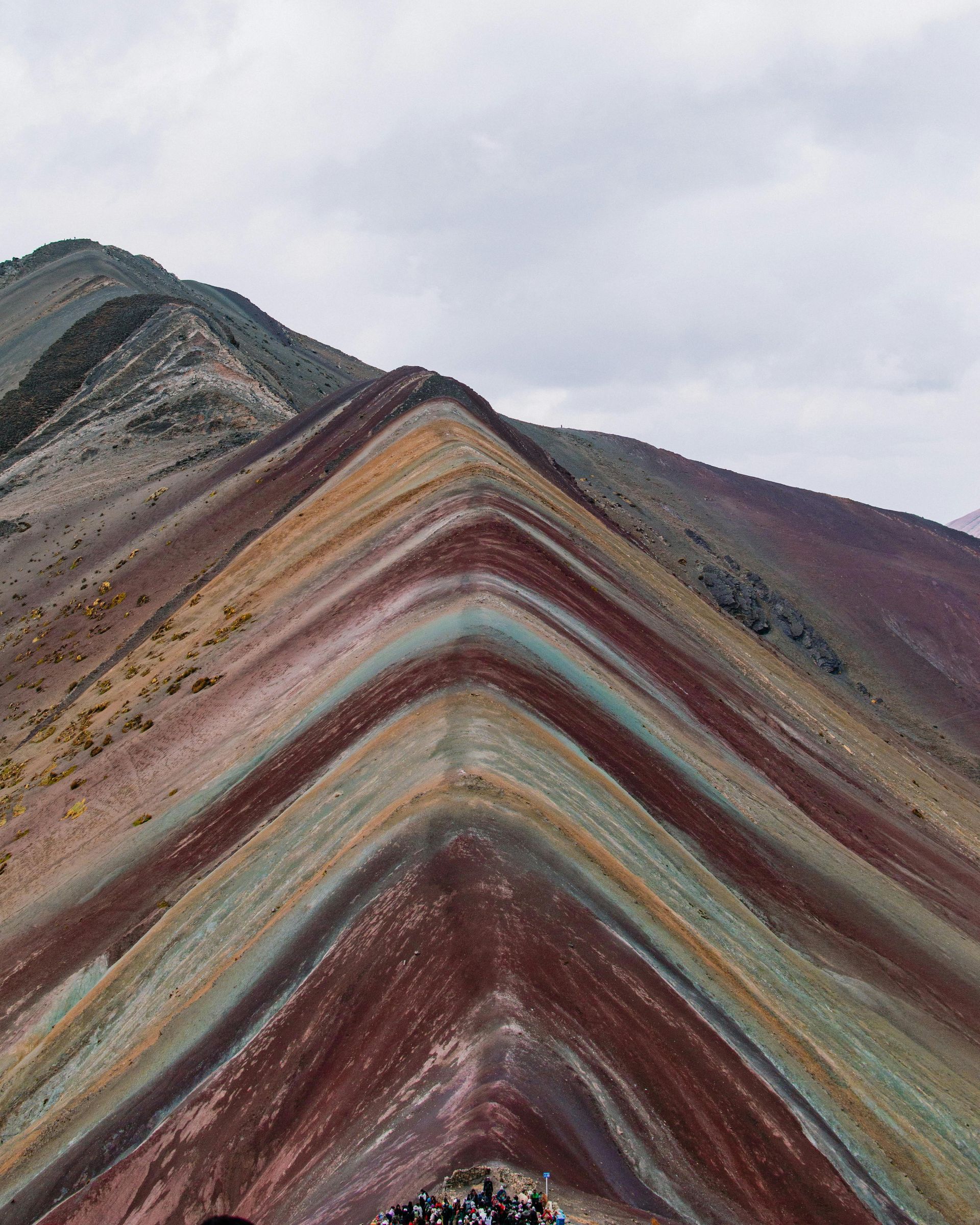 Peruvian mountain range with multi-colored layers of rock and sediment