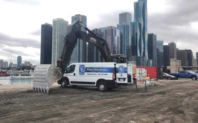 Excavator windshield replacement in Chicagoland & NWI