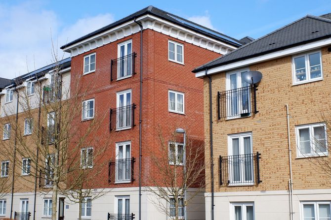 blocks of modern flats that belong to local authorities and housing associations.