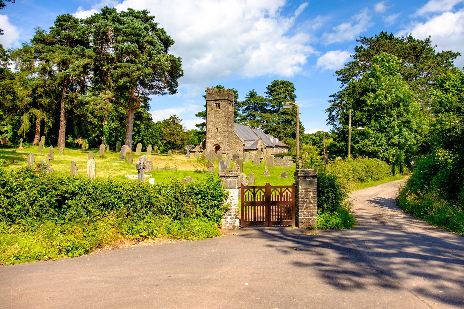 A beautiful shot of St Mary's Church of Wales, Panteg, Torfaen, Wales, United Kingdom in the summer time.