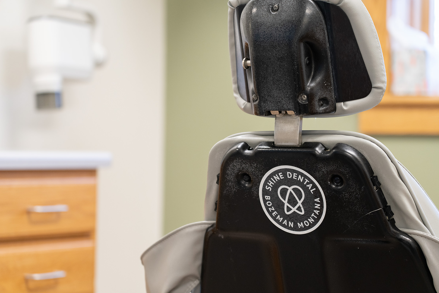 A close up of a dental chair in a dental office