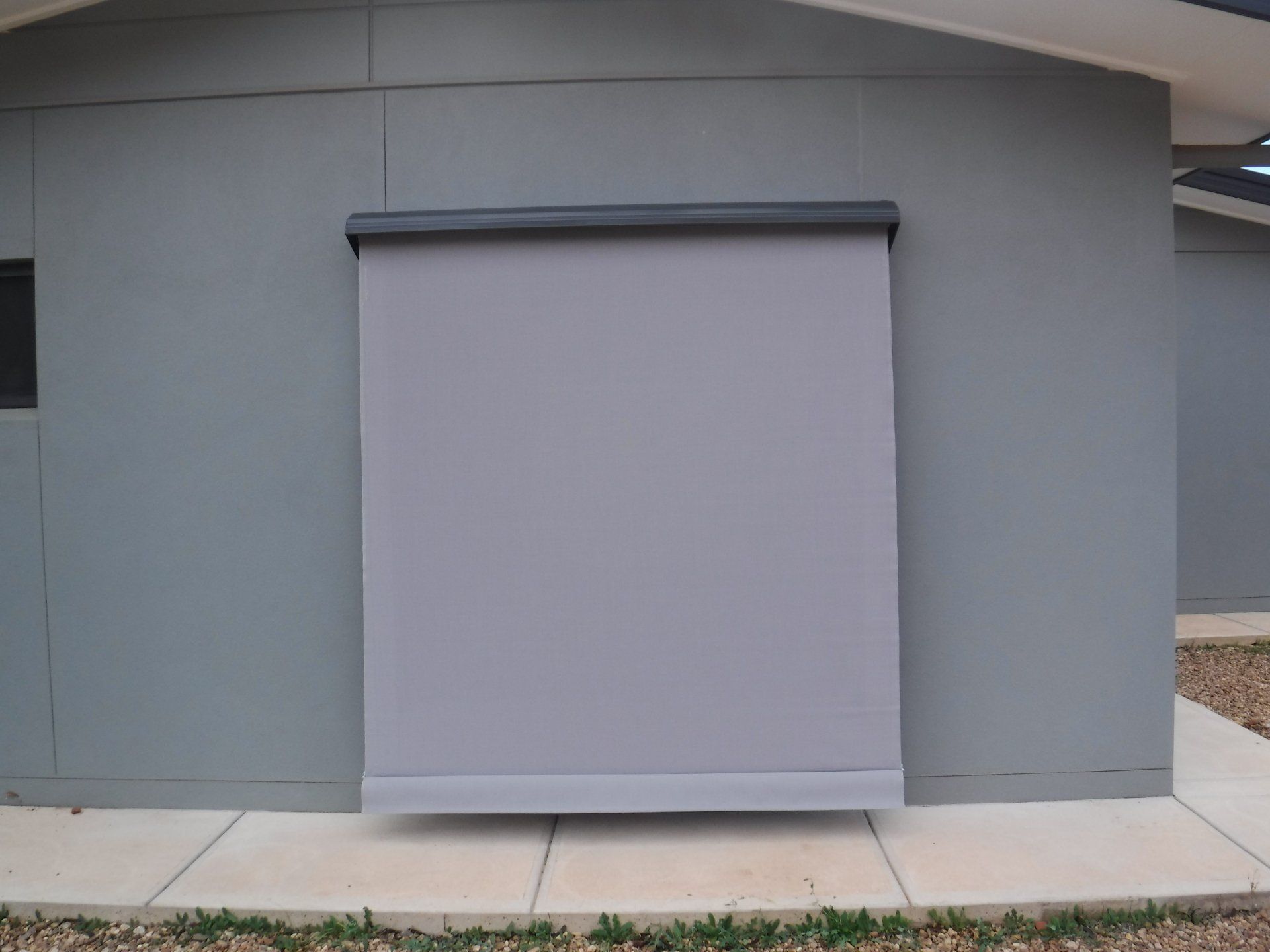 Light-Grey Pulldown Awnings — Blinds, Curtains And Shutters In Alice Springs, NT