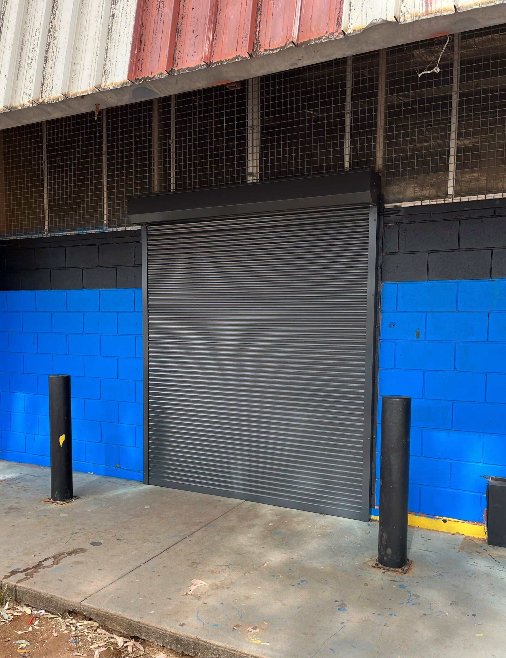 Blue Roller Door — Blinds, Curtains And Shutters In Alice Springs, NT