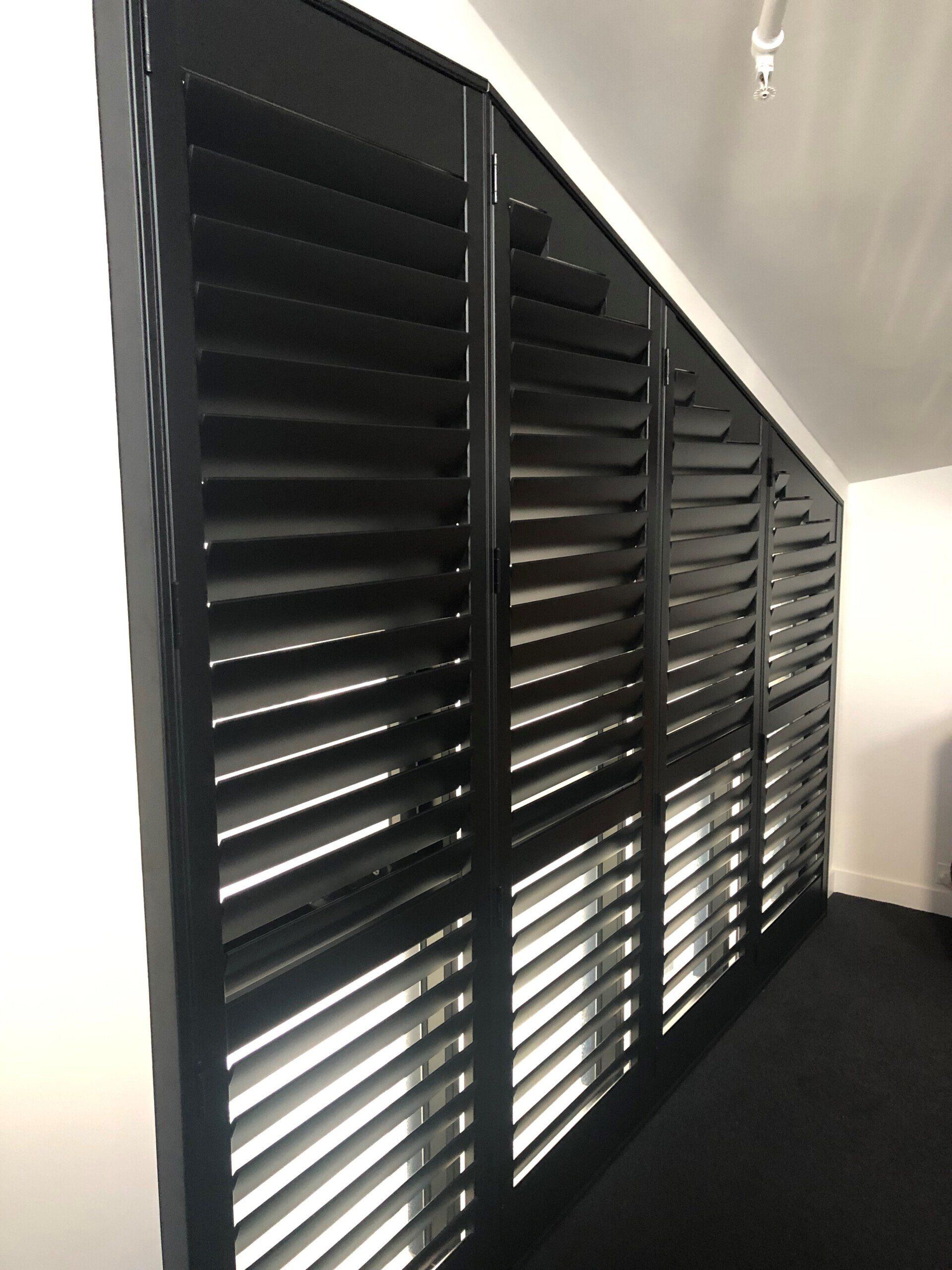 Black Plantation Shutters — Blinds, Curtains And Shutters In Alice Springs, NT