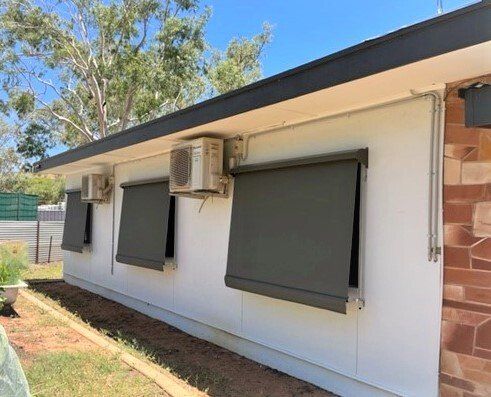 Three Grey Crank Awnings — Blinds, Curtains And Shutters In Alice Springs, NT