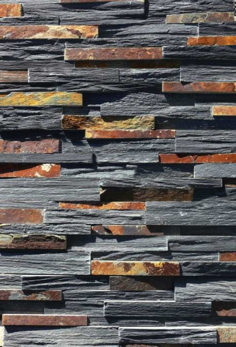 stone facing - black & rusty