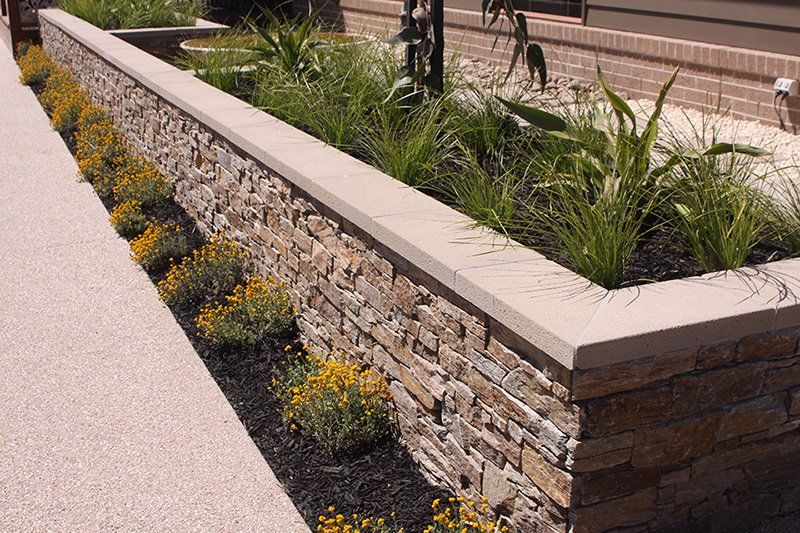 Rustic quartz stone walls in garden