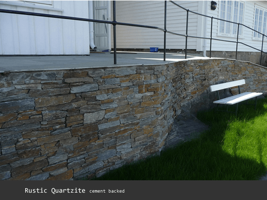 Quartz stone walls in garden - rustic style