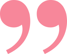 A pair of pink commas on a white background.