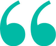 A pair of green quotation marks on a white background.