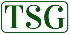 A green tsg logo on a white background.