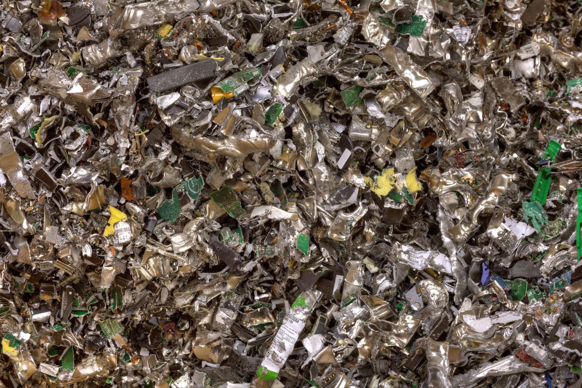 A pile of shredded metal and plastic.