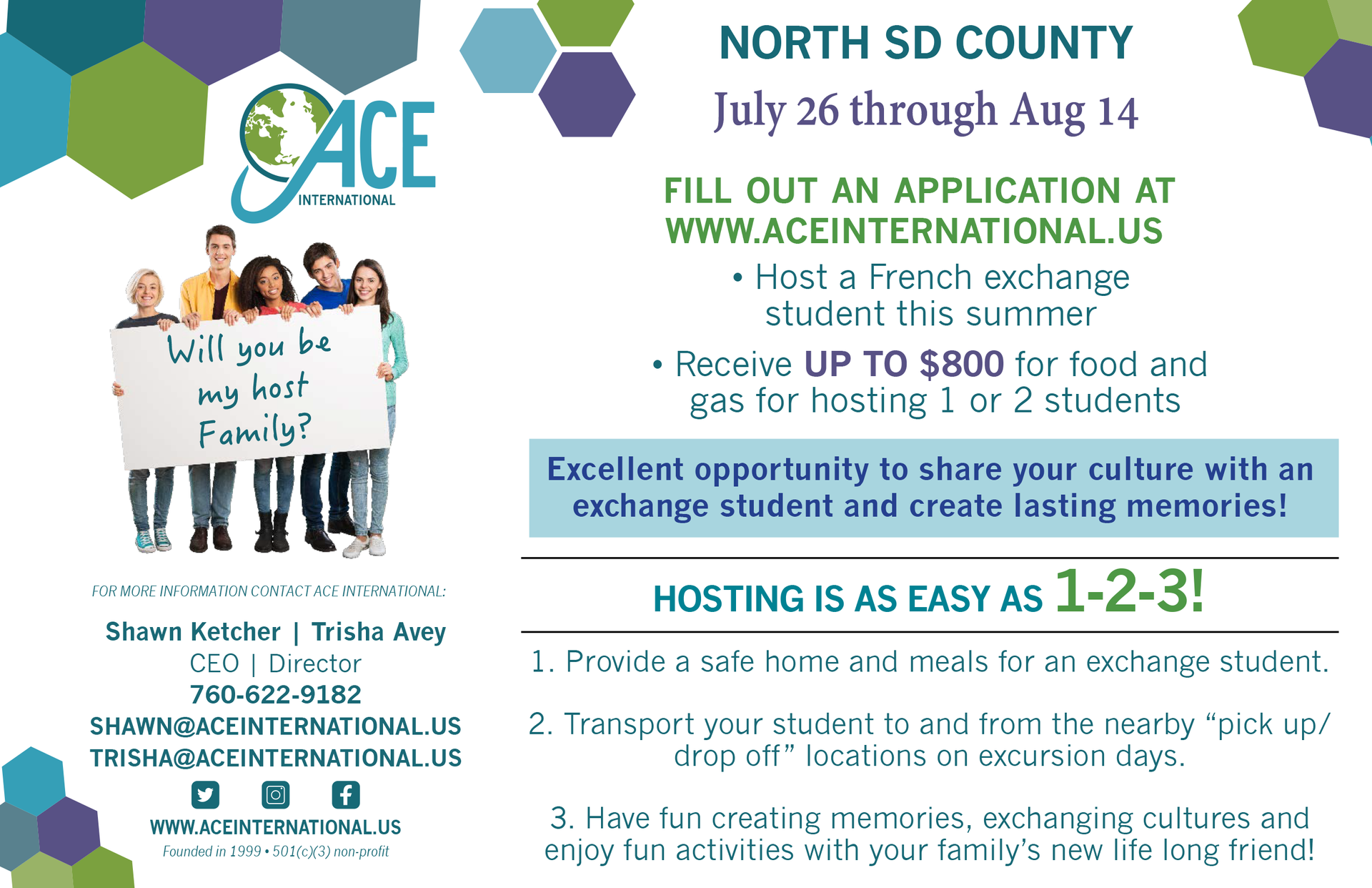 An advertisement for north sd county july 27 through august 15