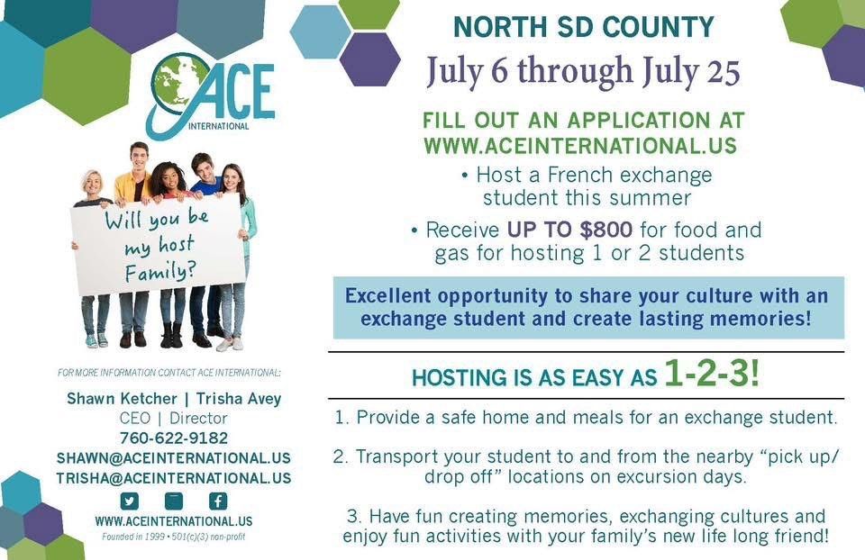 A flyer for north sd county july 6 through july 25