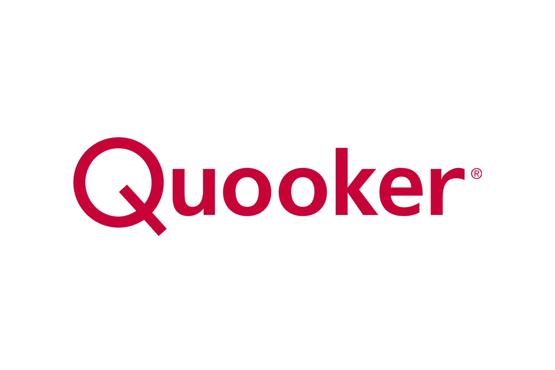 Le logo de quooker est rouge et blanc sur fond blanc.