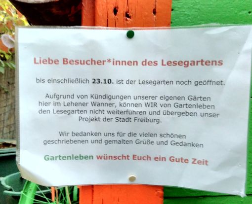 Lesegarten geschlossen