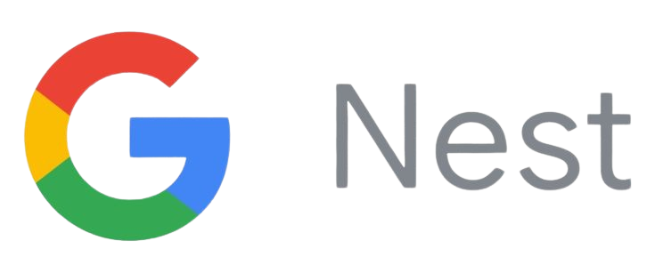The google nest logo is on a white background.