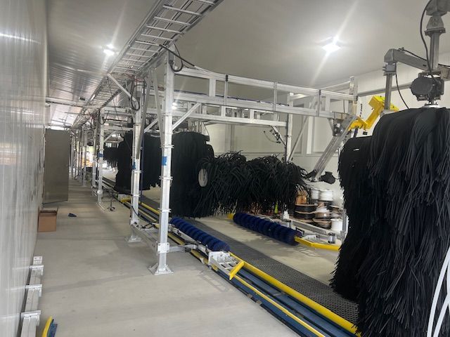 Express car wash installation in San Antonio Texas for Kwik-n-Clean Car Wash with road runner logo